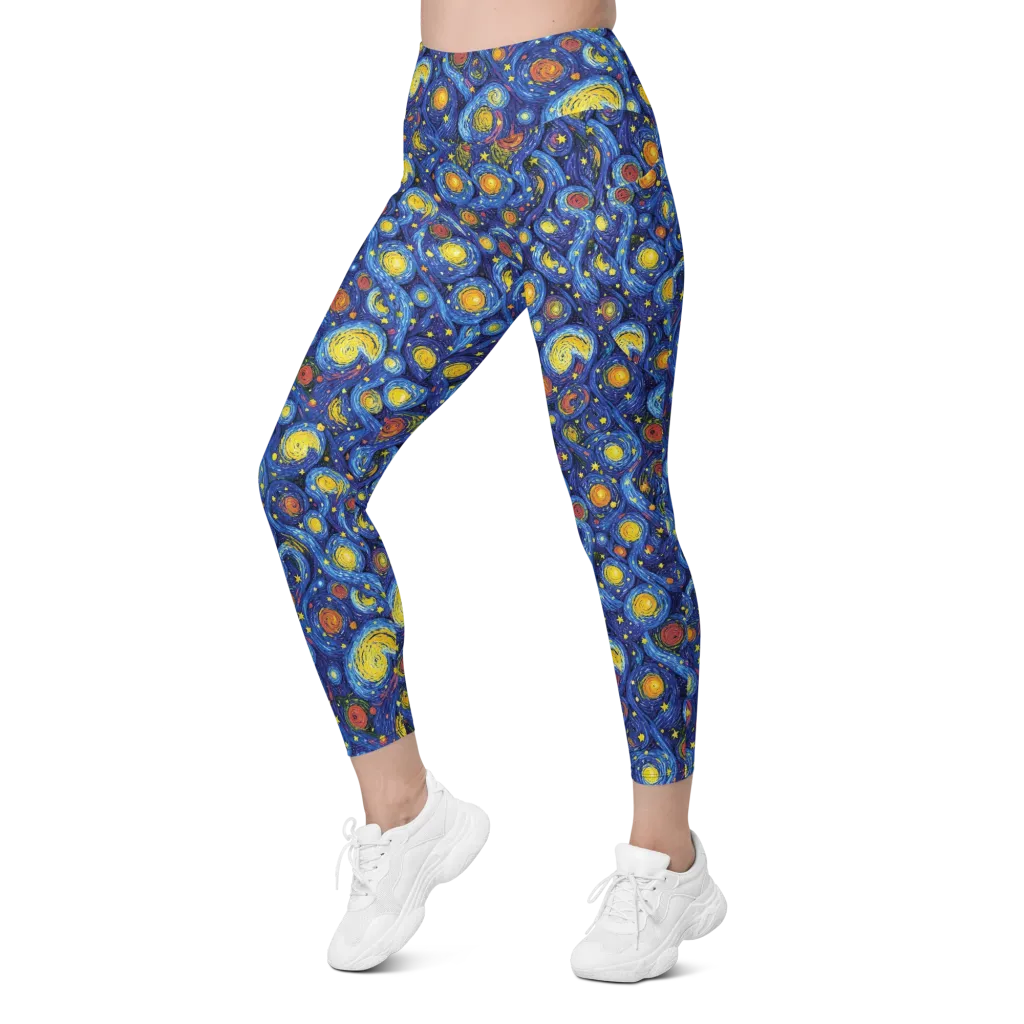 Cosmic Whirl on Leggings with Pockets — Left Front