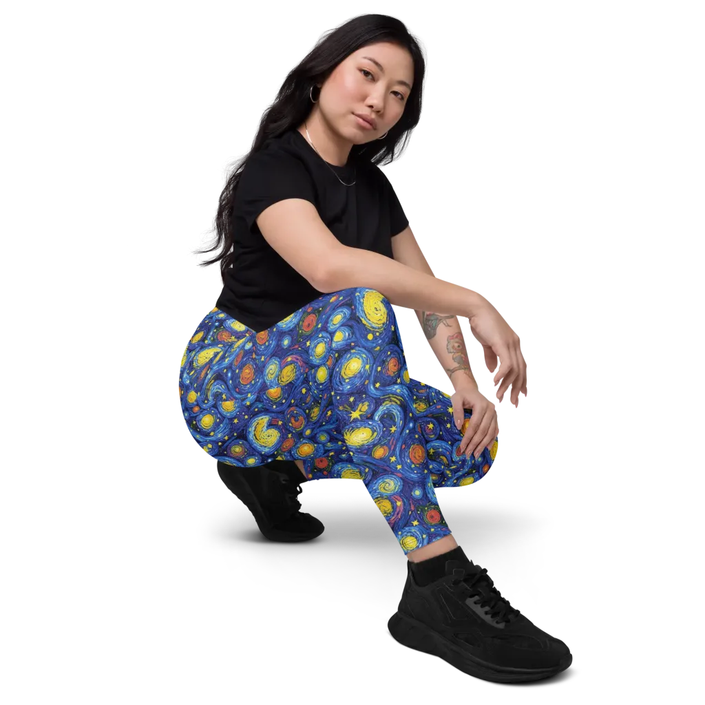 Cosmic Whirl on Leggings with Pockets — Right Front