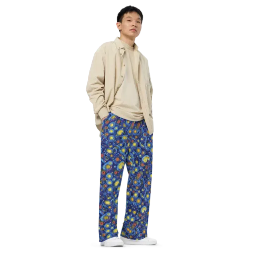 Cosmic Whirl on a Wide-Leg Pants