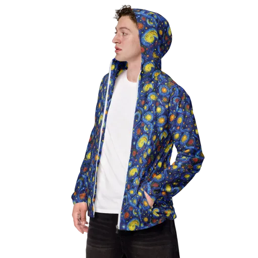 Cosmic Whirl on a Men's Windbreaker