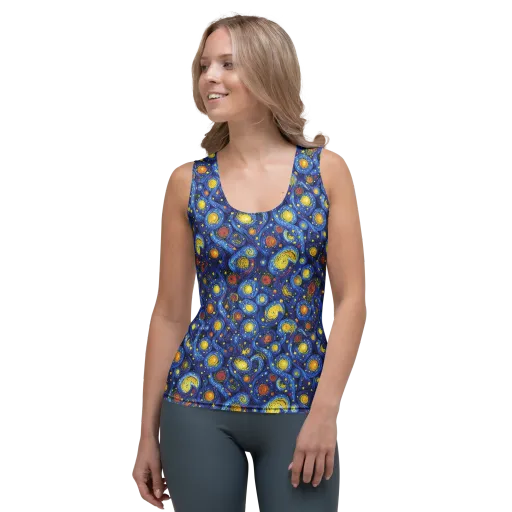 Cosmic Whirl on a Women's Tank Top