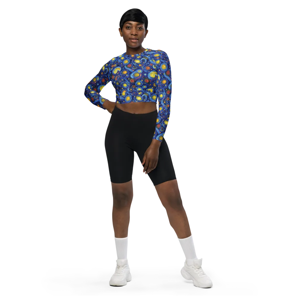 Cosmic Whirl on Long Sleeve Crop Top — Front