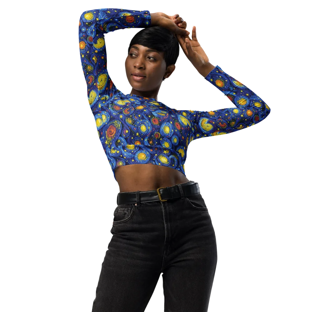 Cosmic Whirl on Long Sleeve Crop Top — Front