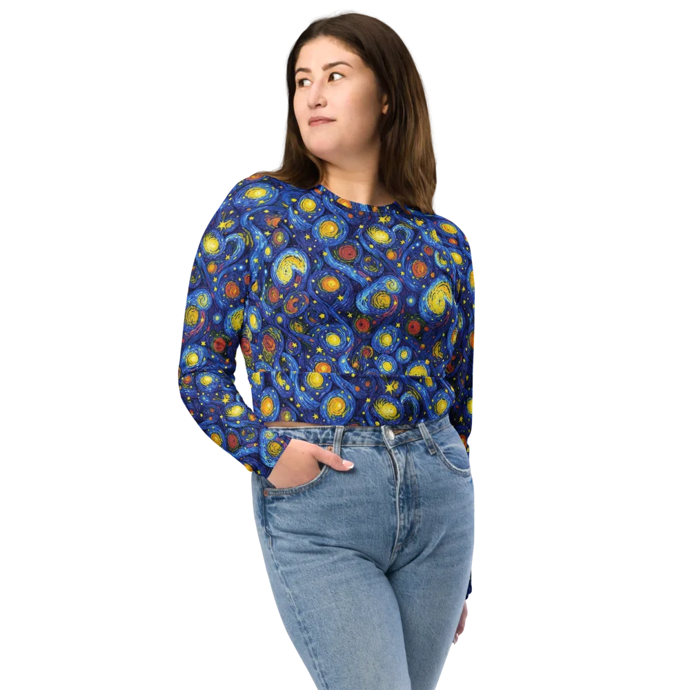 Cosmic Whirl on Long Sleeve Crop Top — Front