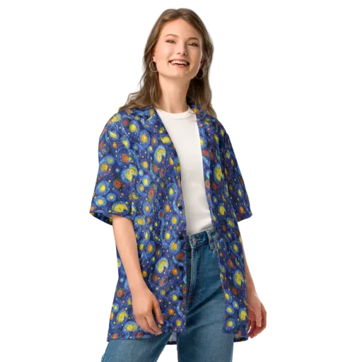 Cosmic Whirl on a Button Shirt