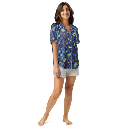 Cosmic Whirl on a Women's Short Sleeve Pajama Top