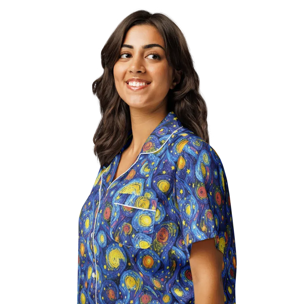 Cosmic Whirl on Women's Short Sleeve Pajama Top — Left Front