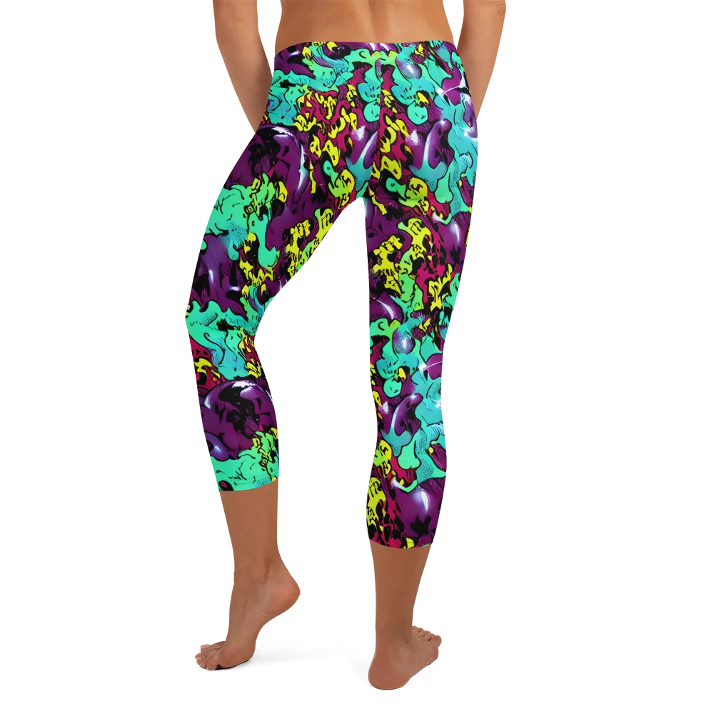 Electric Jurassic on Capri Leggings — Back