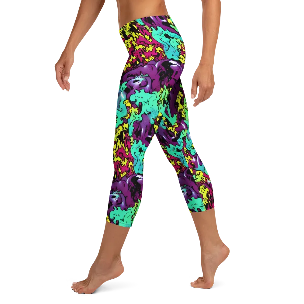 Electric Jurassic on Capri Leggings — Left