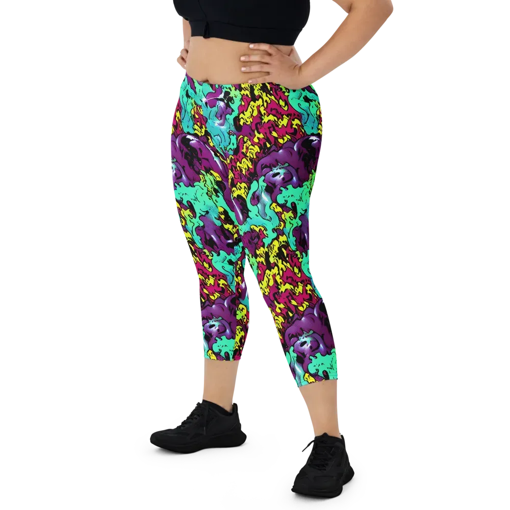 Electric Jurassic on Capri Leggings — Front