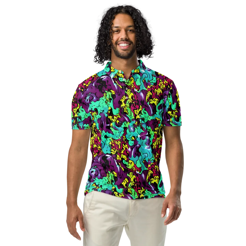 Electric Jurassic on Men's Slim Fit Polo Shirt — Front