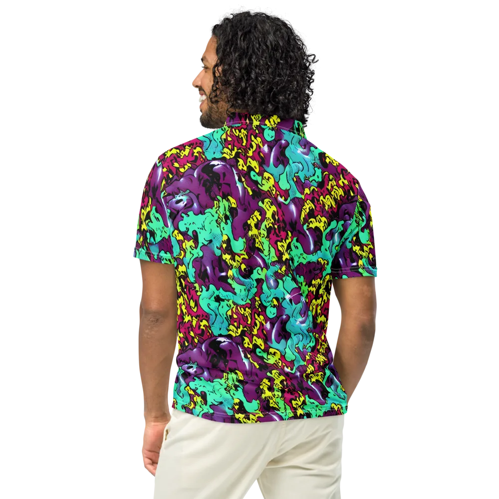 Electric Jurassic on Men's Slim Fit Polo Shirt — Back