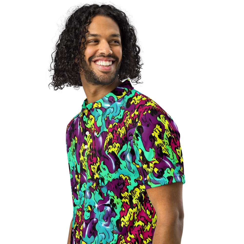 Electric Jurassic on Men's Slim Fit Polo Shirt — Left Front