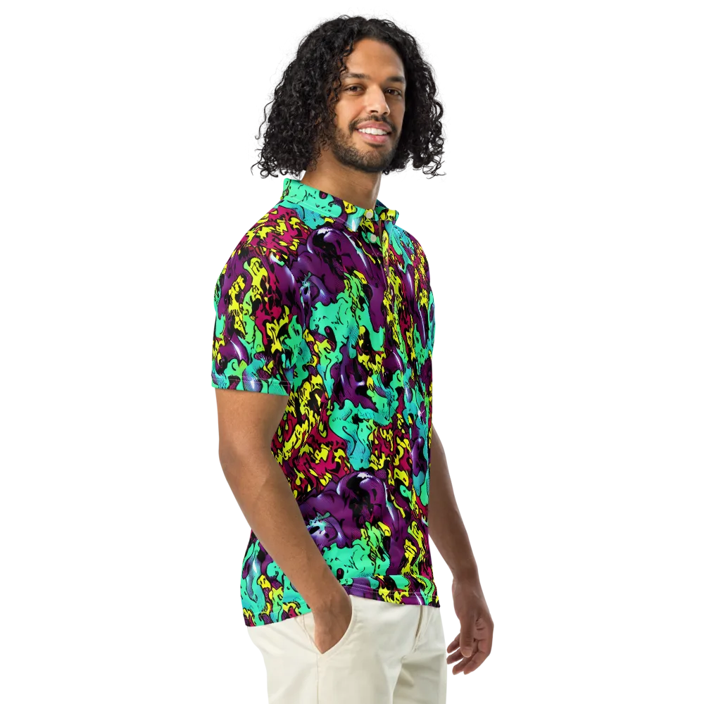 Electric Jurassic on Men's Slim Fit Polo Shirt — Right Front