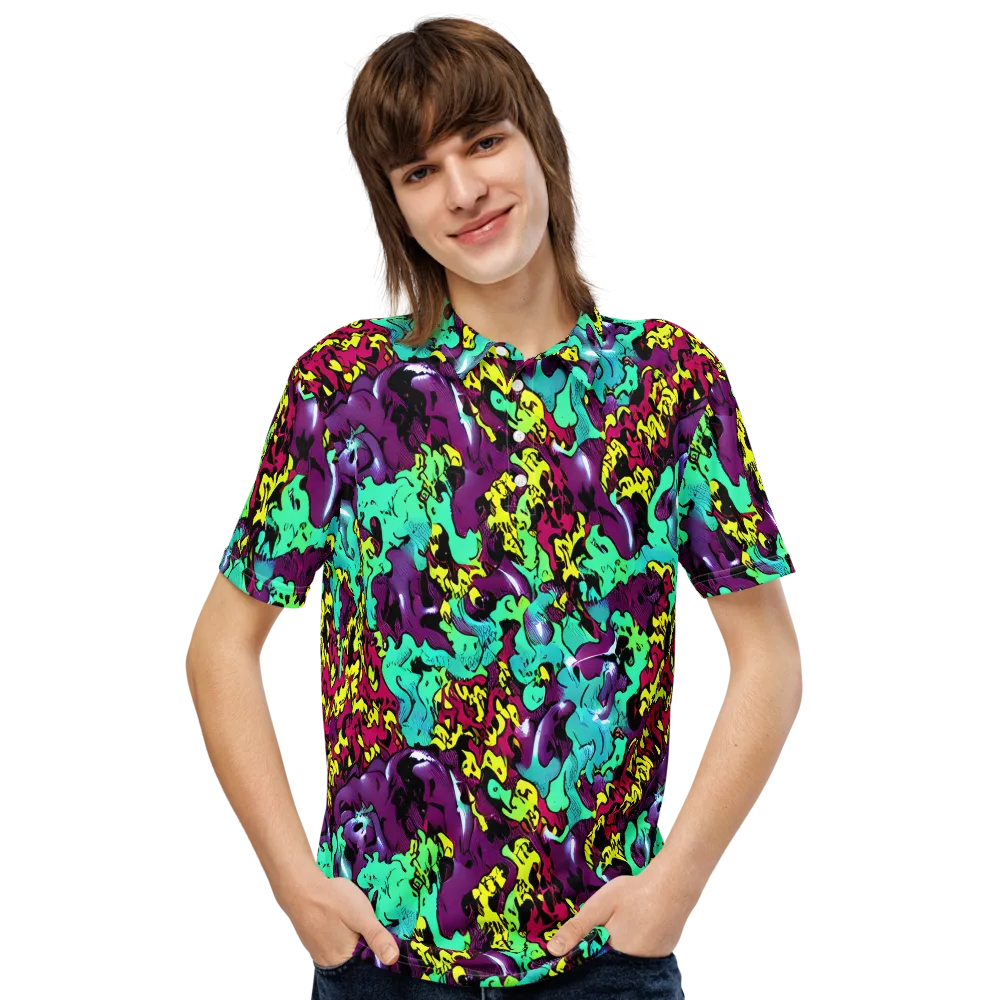 Electric Jurassic on Men's Slim Fit Polo Shirt — Front