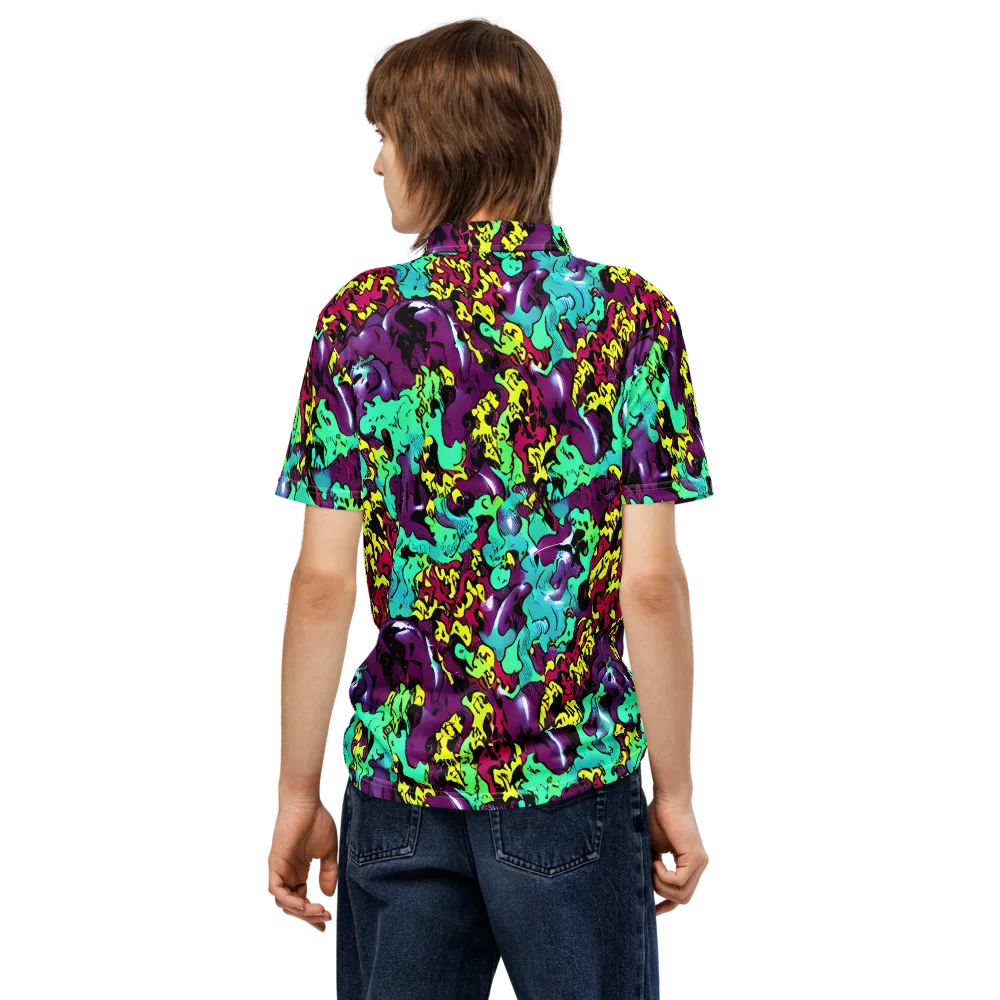 Electric Jurassic on Men's Slim Fit Polo Shirt — Back