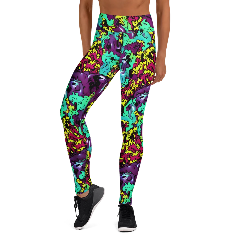 Electric Jurassic on Yoga Leggings — Front