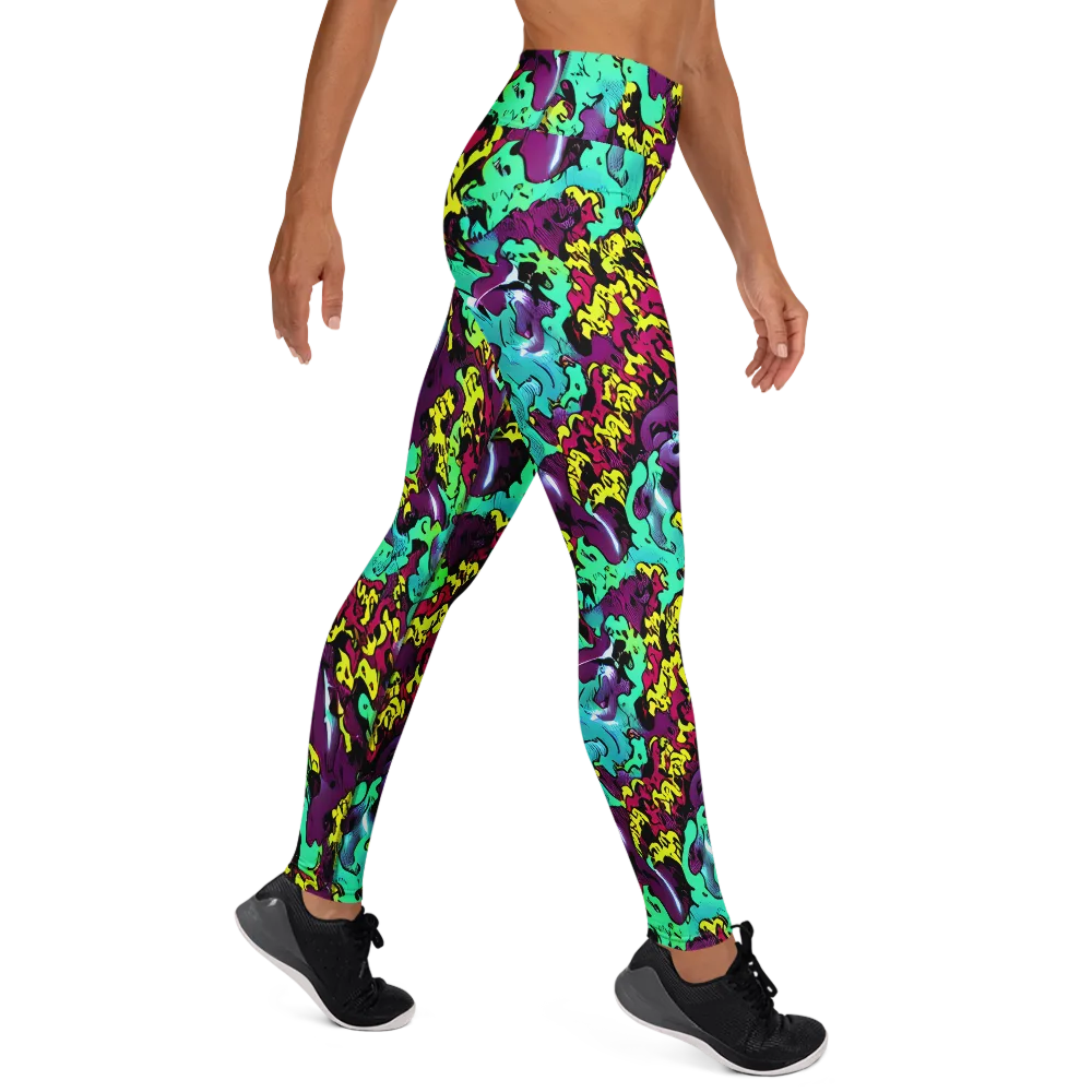 Electric Jurassic on Yoga Leggings — Right