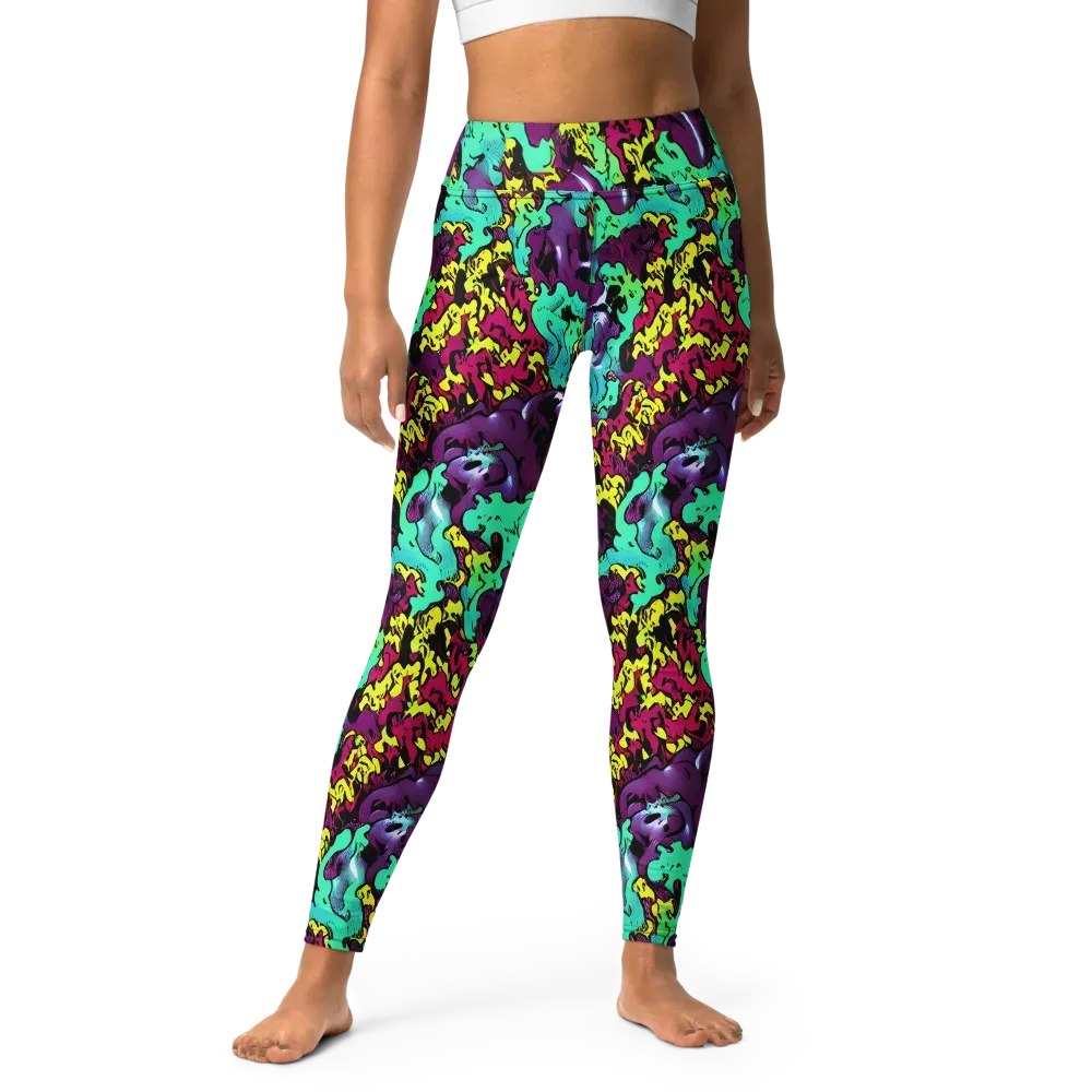 Electric Jurassic on Yoga Leggings — Front
