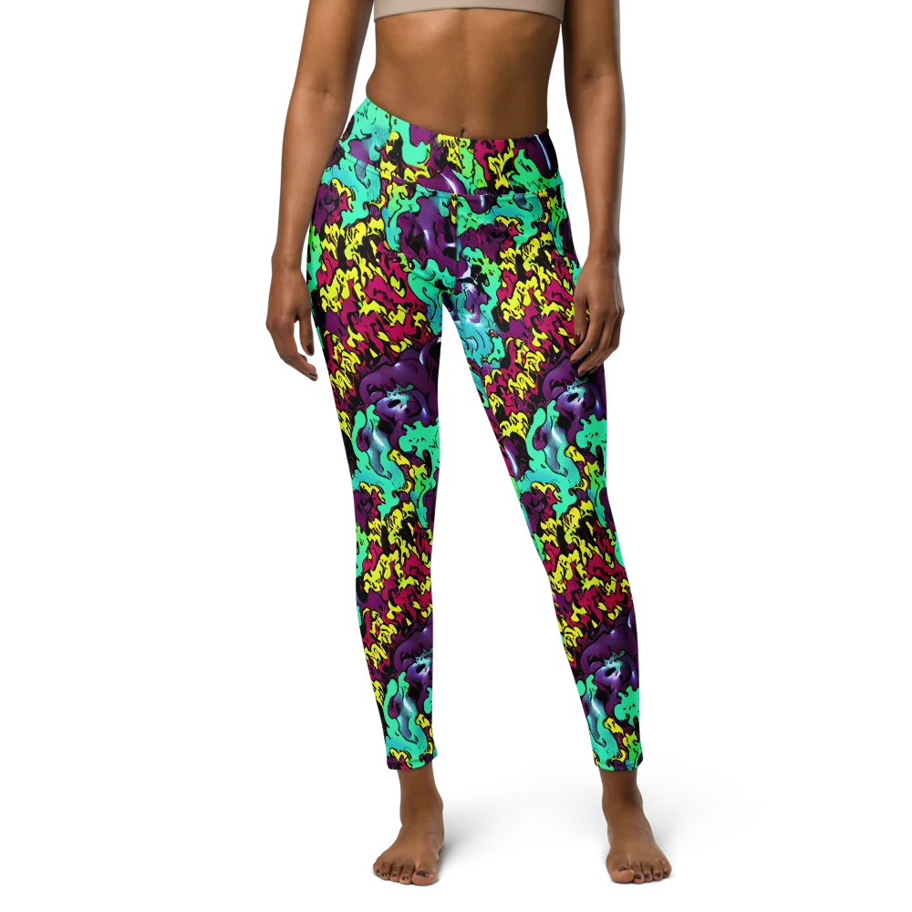 Electric Jurassic on Yoga Leggings — Front