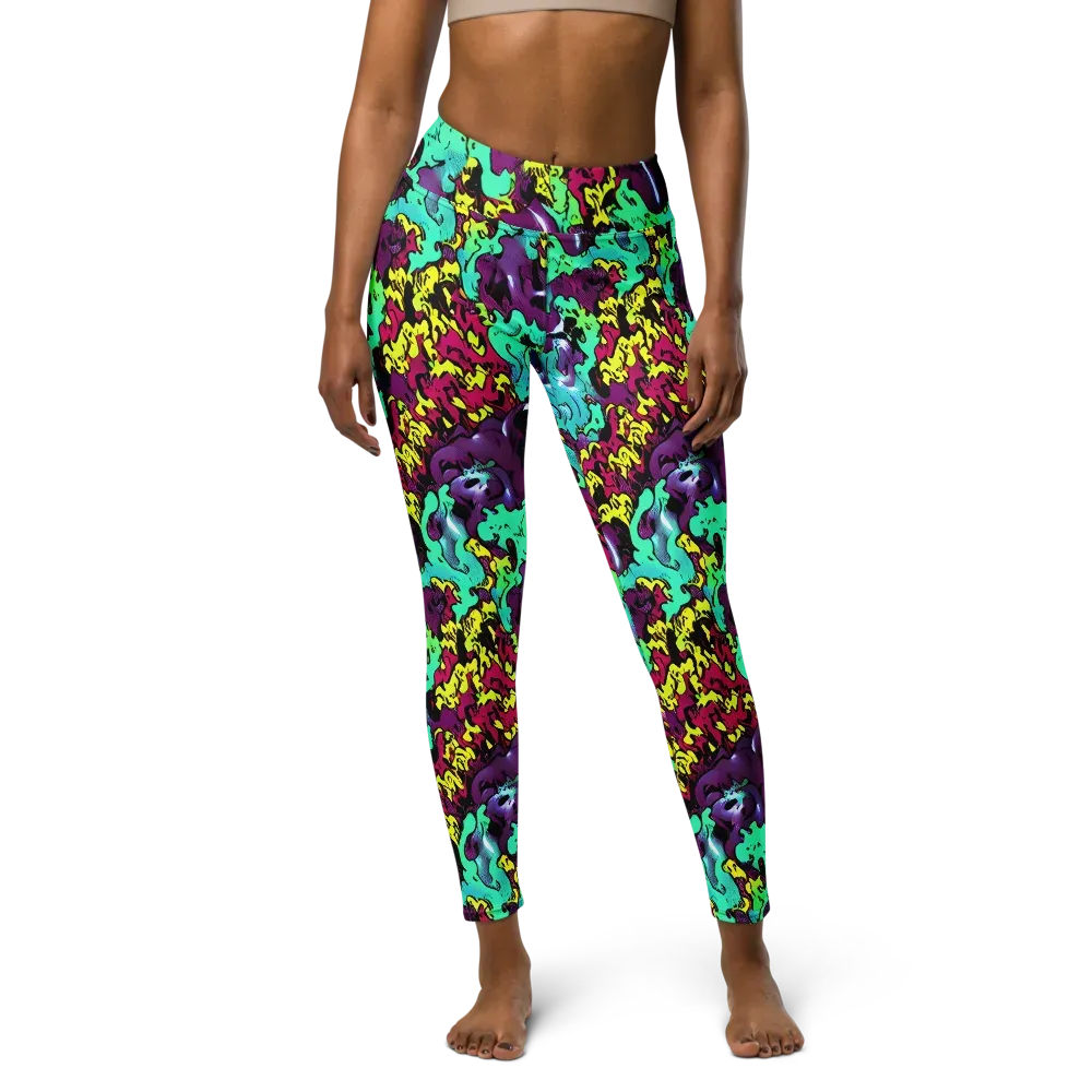 Electric Jurassic on Yoga Leggings — Front