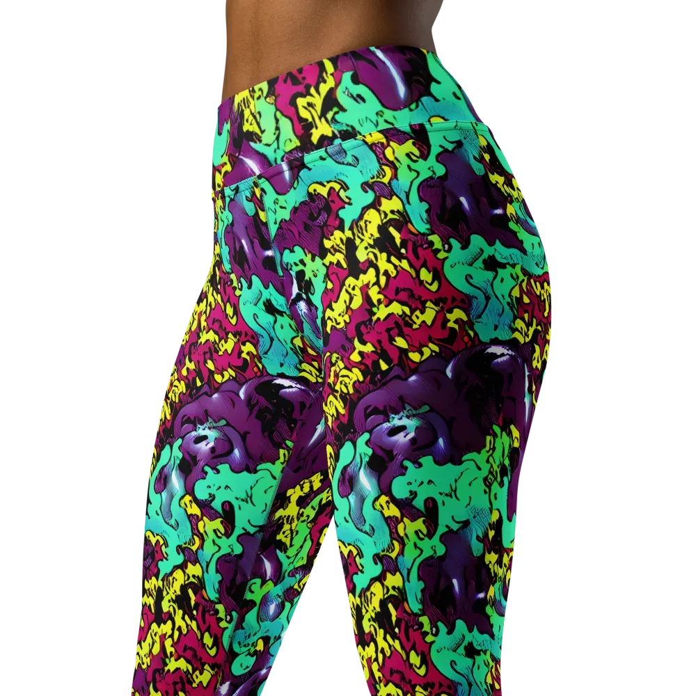 Electric Jurassic on Yoga Leggings — Left Front