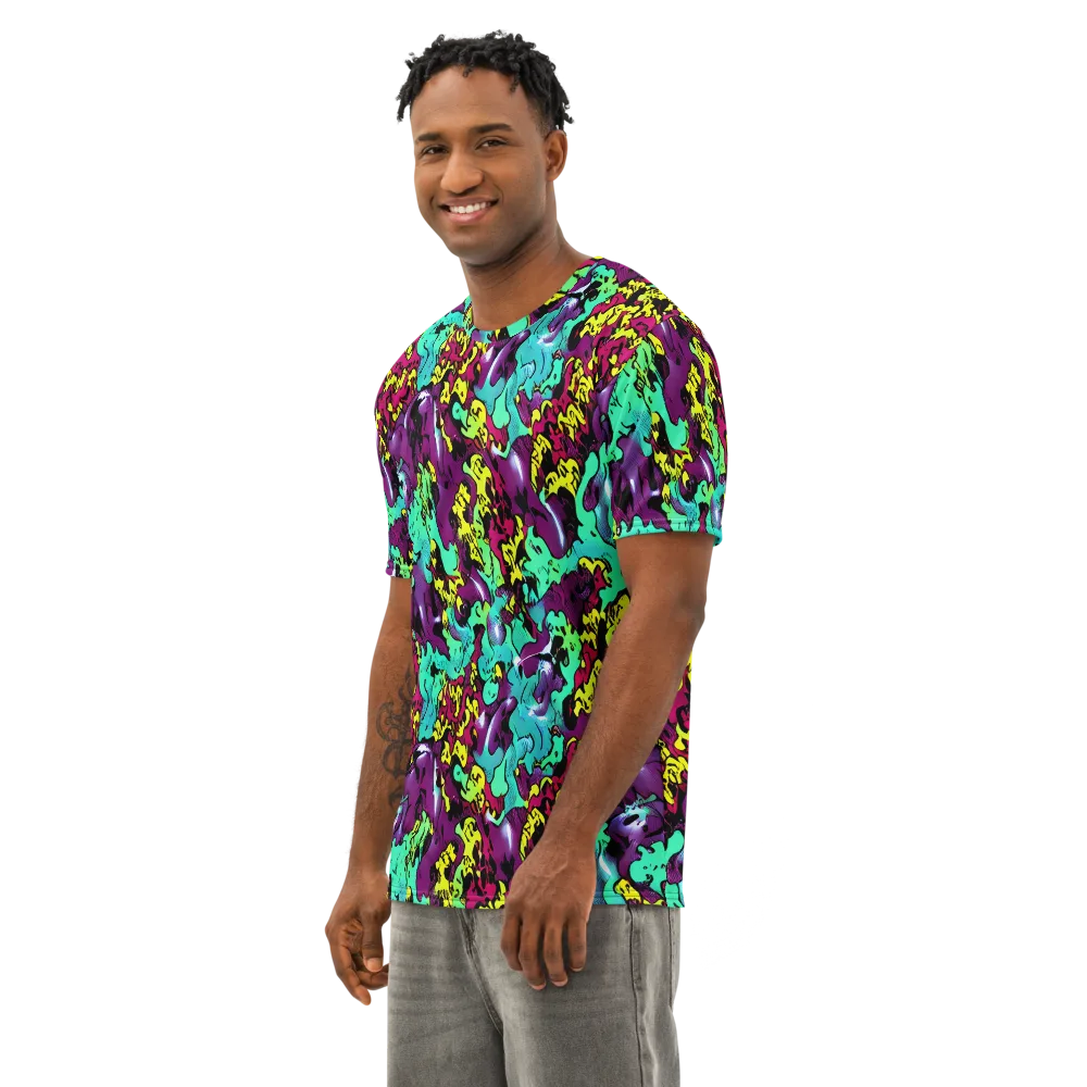 Electric Jurassic on Men's Cotton Crew Neck T-Shirt — Left Front