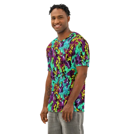Electric Jurassic on a Men's Cotton Crew Neck T-Shirt