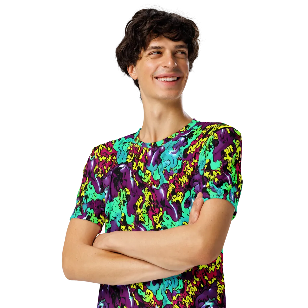 Electric Jurassic on Men's Crew Neck T-Shirt — Left Front