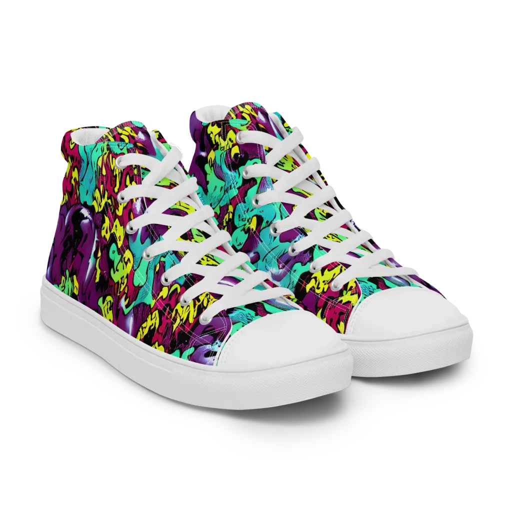 Electric Jurassic on Men's High Top Canvas Shoes — Right Front