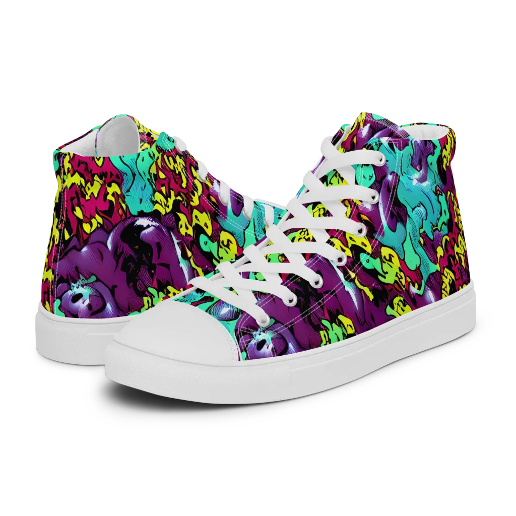 Electric Jurassic on Men's High Top Canvas Shoes — Left