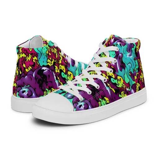 Electric Jurassic on a Men's High Top Canvas Shoes