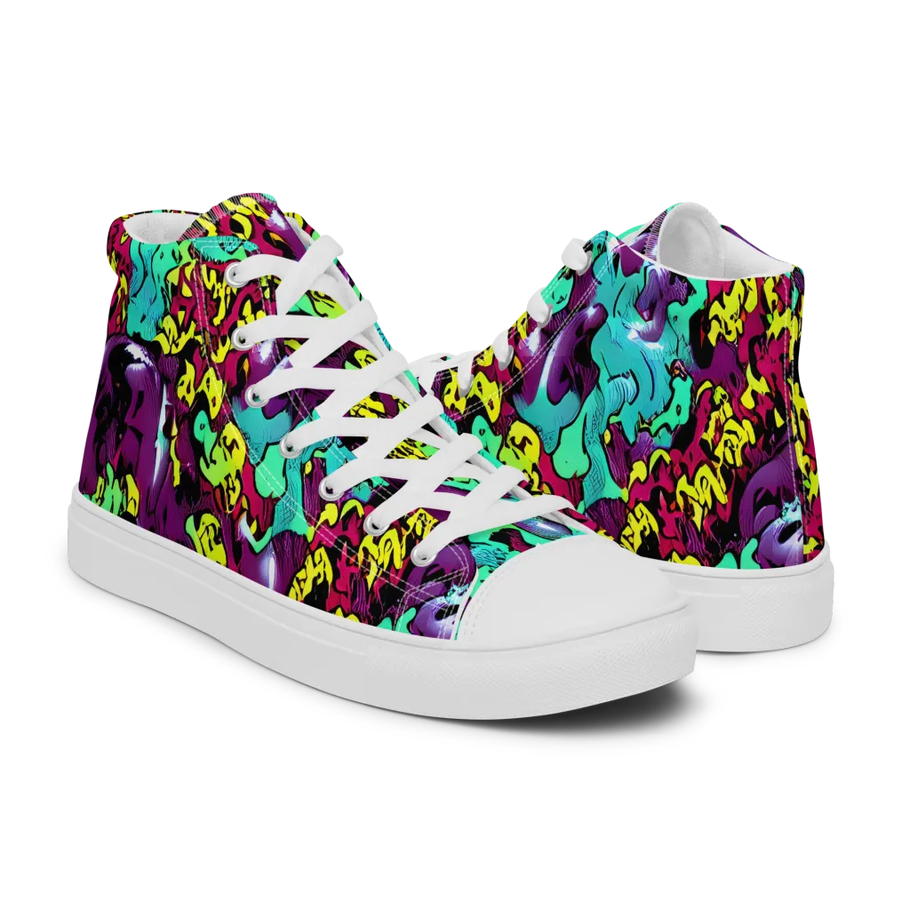 Electric Jurassic on Men's High Top Canvas Shoes — Right