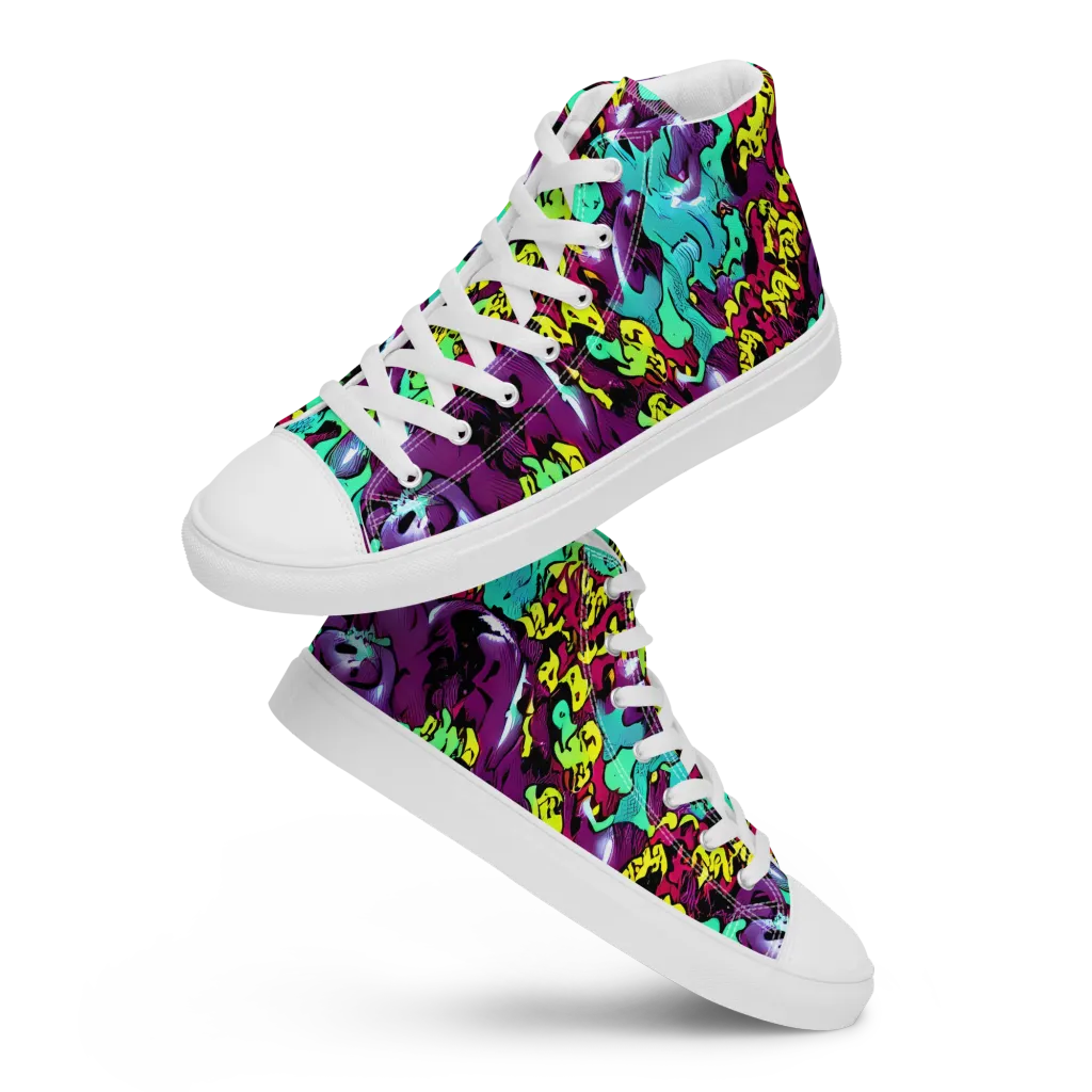 Electric Jurassic on Men's High Top Canvas Shoes — Front