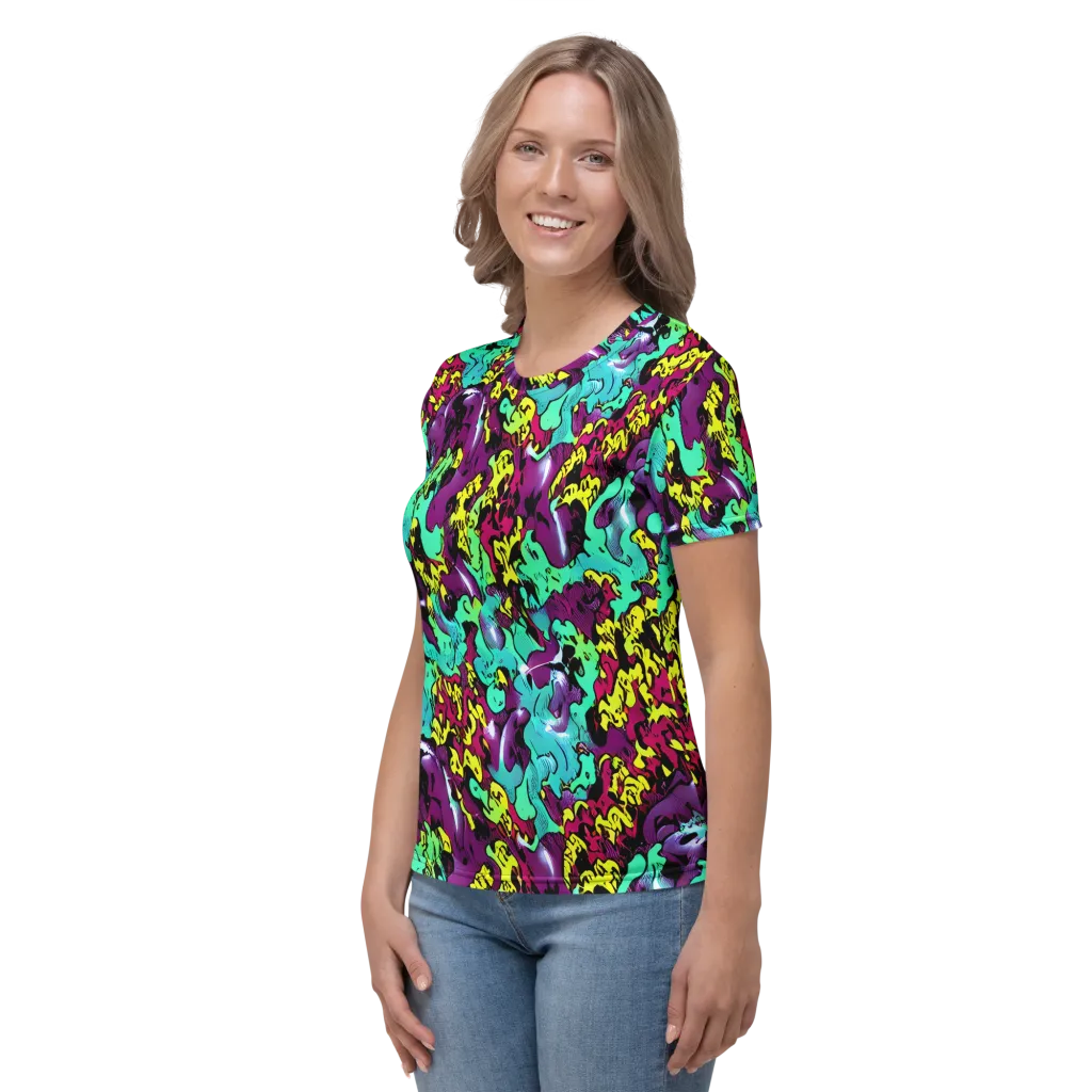 Electric Jurassic on Women's Crew Neck T-Shirt — Left
