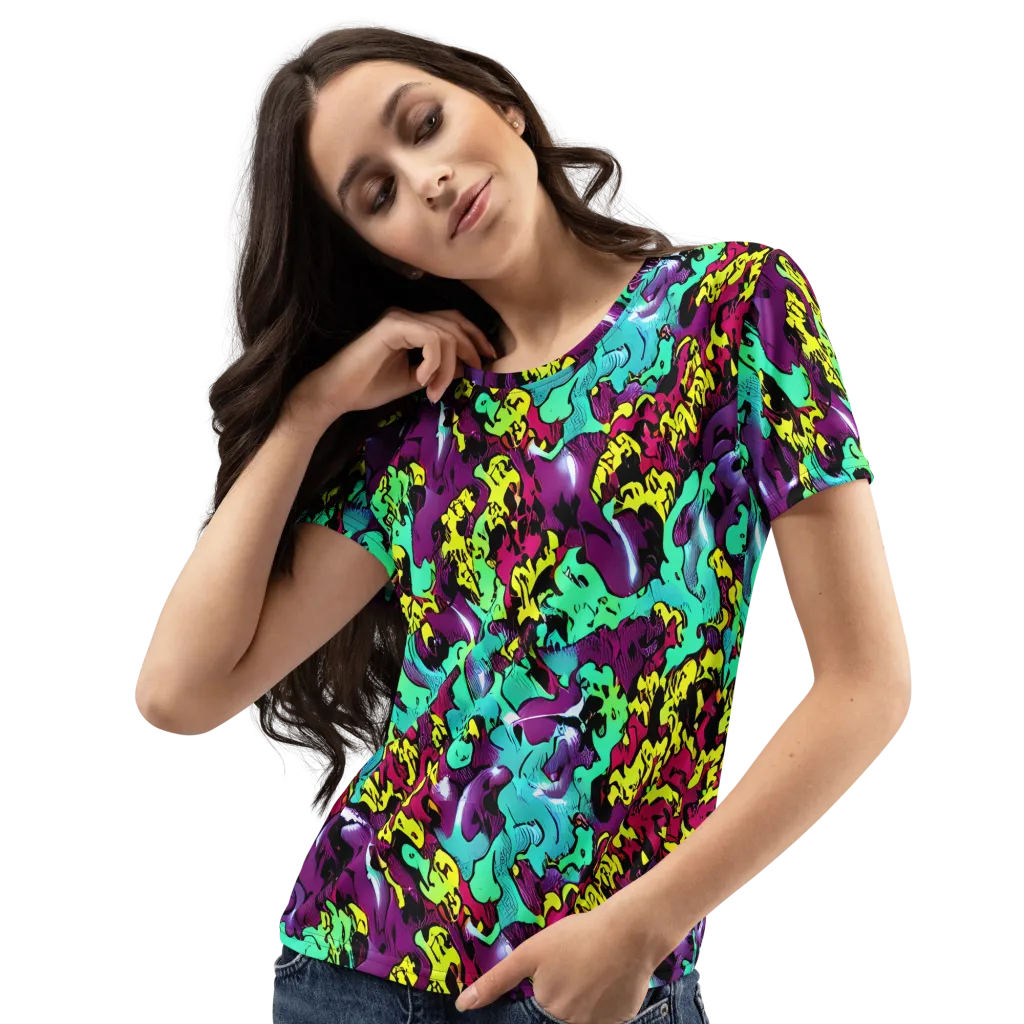 Electric Jurassic on Women's Crew Neck T-Shirt — Left Front