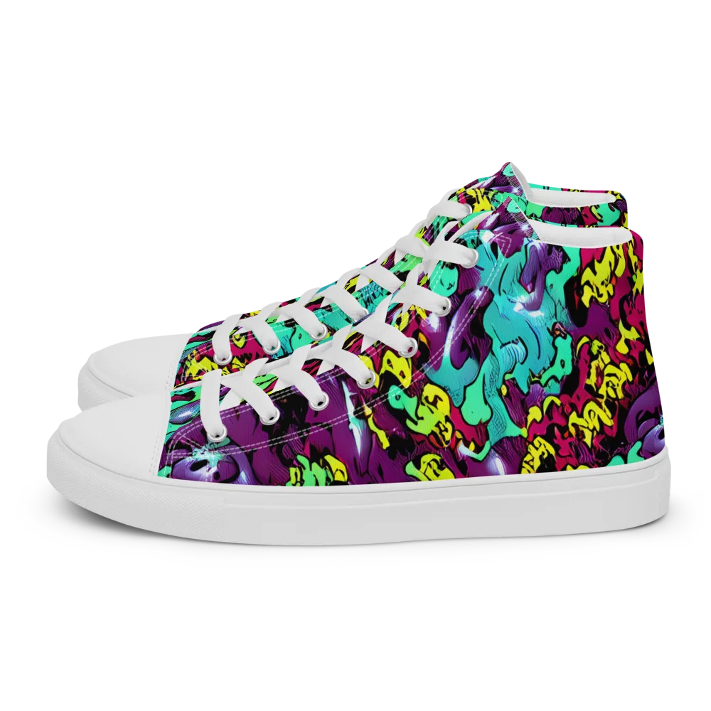 Electric Jurassic on Women's High Top Canvas Shoes — Left