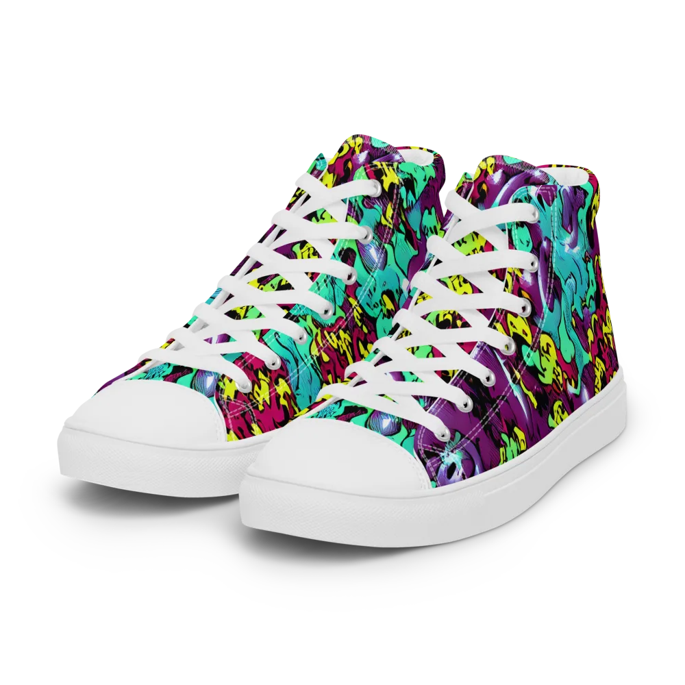 Electric Jurassic on Women's High Top Canvas Shoes — Left Front
