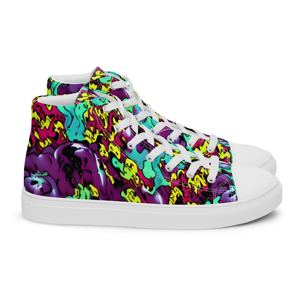 Electric Jurassic on Women's High Top Canvas Shoes — Right