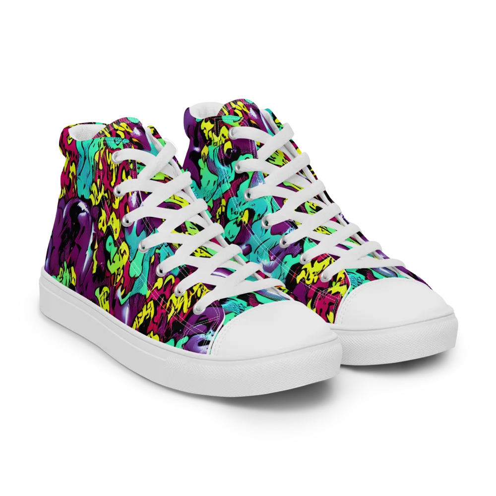 Electric Jurassic on Women's High Top Canvas Shoes — Right Front