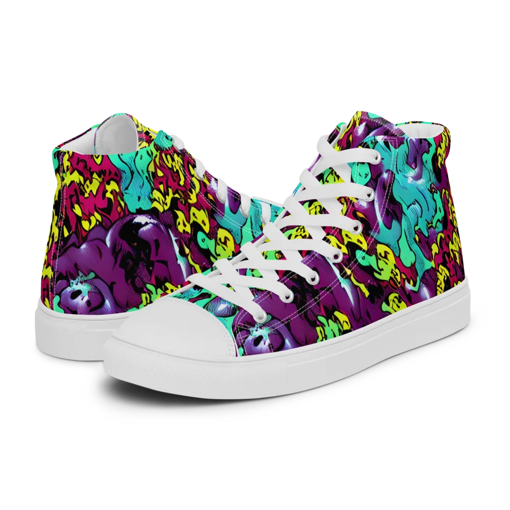 Electric Jurassic on Women's High Top Canvas Shoes — Left