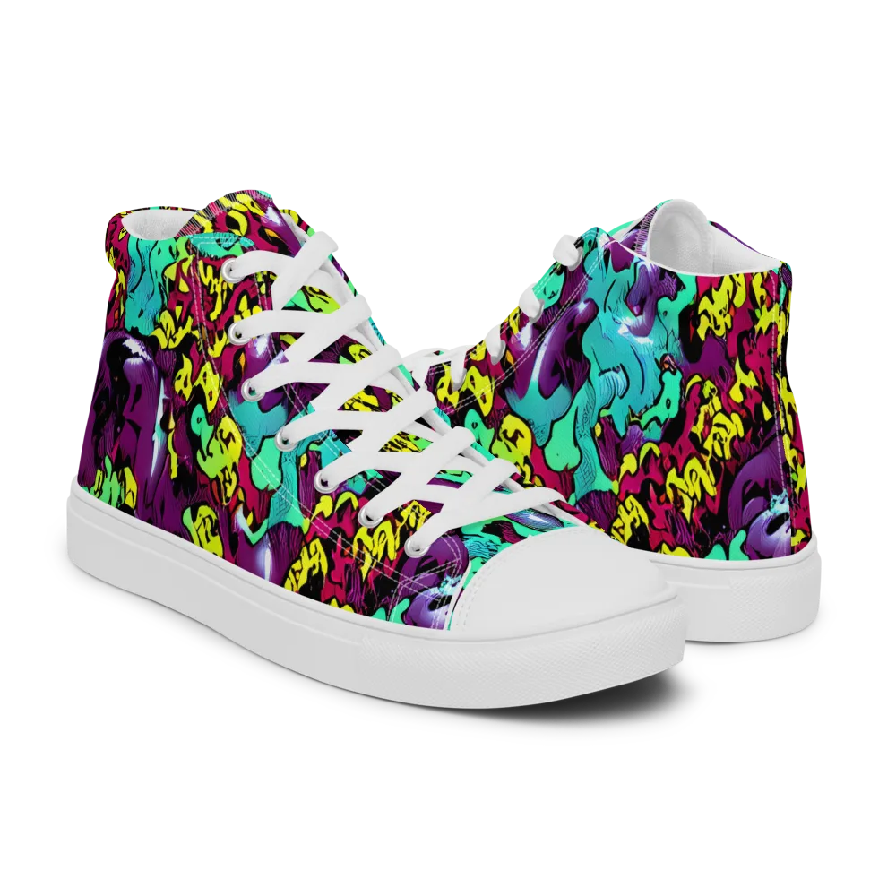 Electric Jurassic on Women's High Top Canvas Shoes — Right