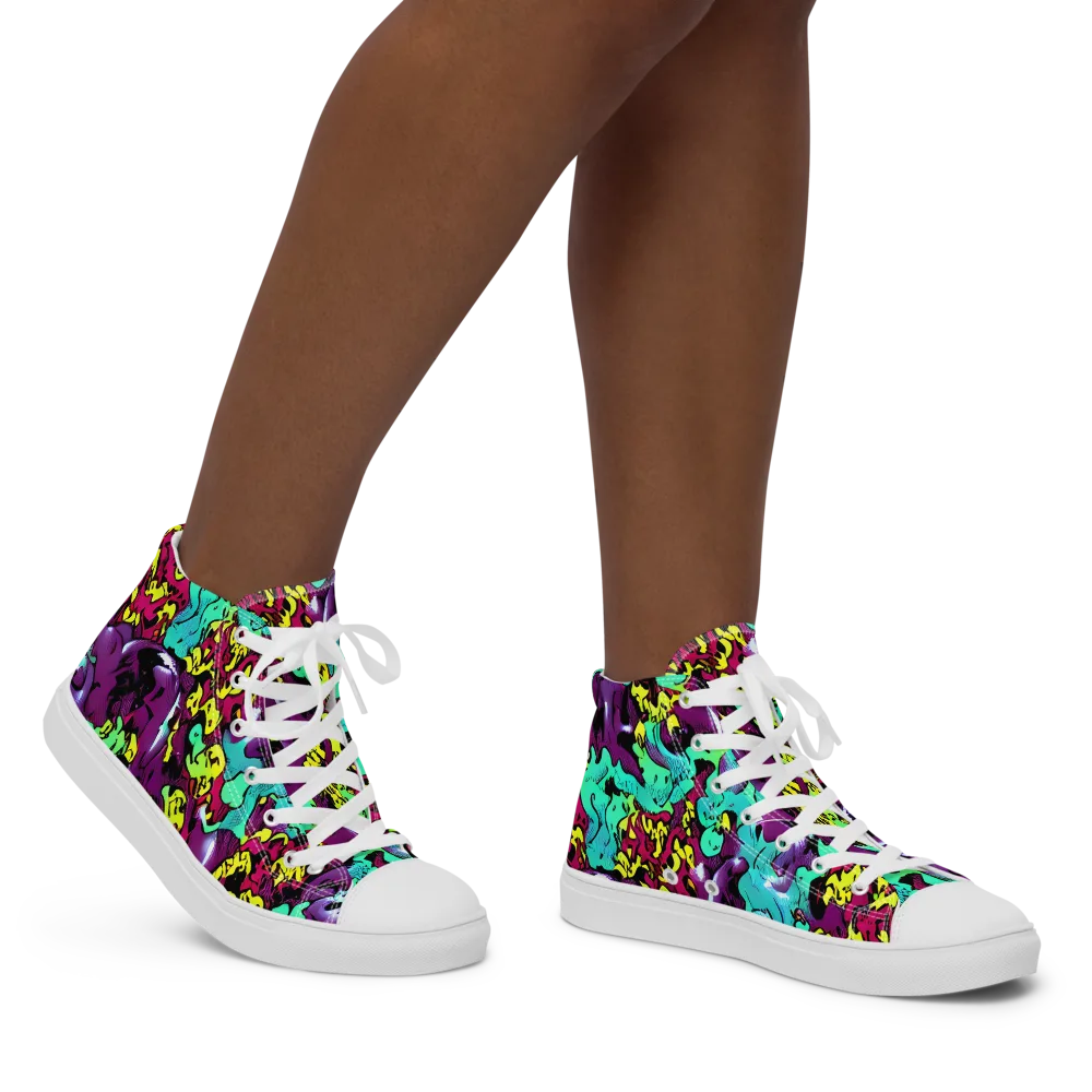 Electric Jurassic on Women's High Top Canvas Shoes — Right