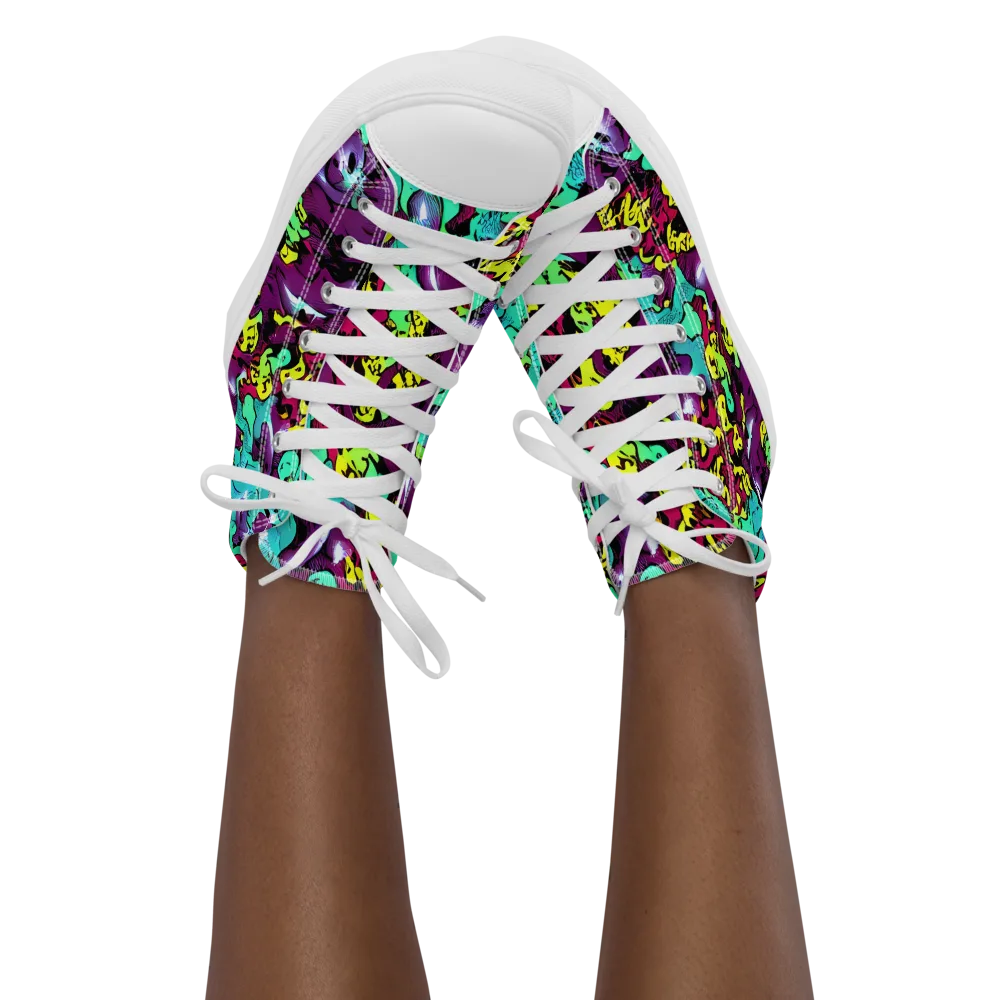 Electric Jurassic on Women's High Top Canvas Shoes — Front