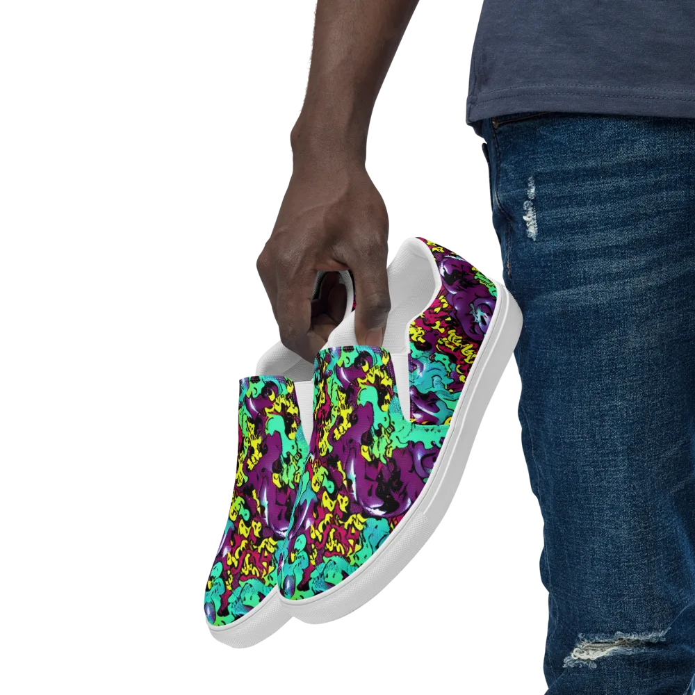 Electric Jurassic on Men's Slip-On Canvas Shoes — Left Front