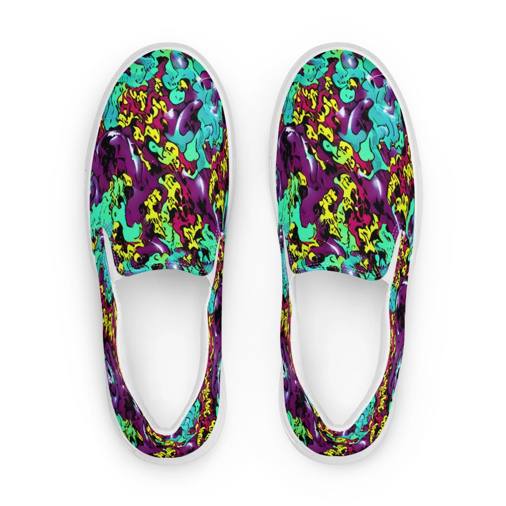 Electric Jurassic on Women's Slip-On Canvas Shoes — Front