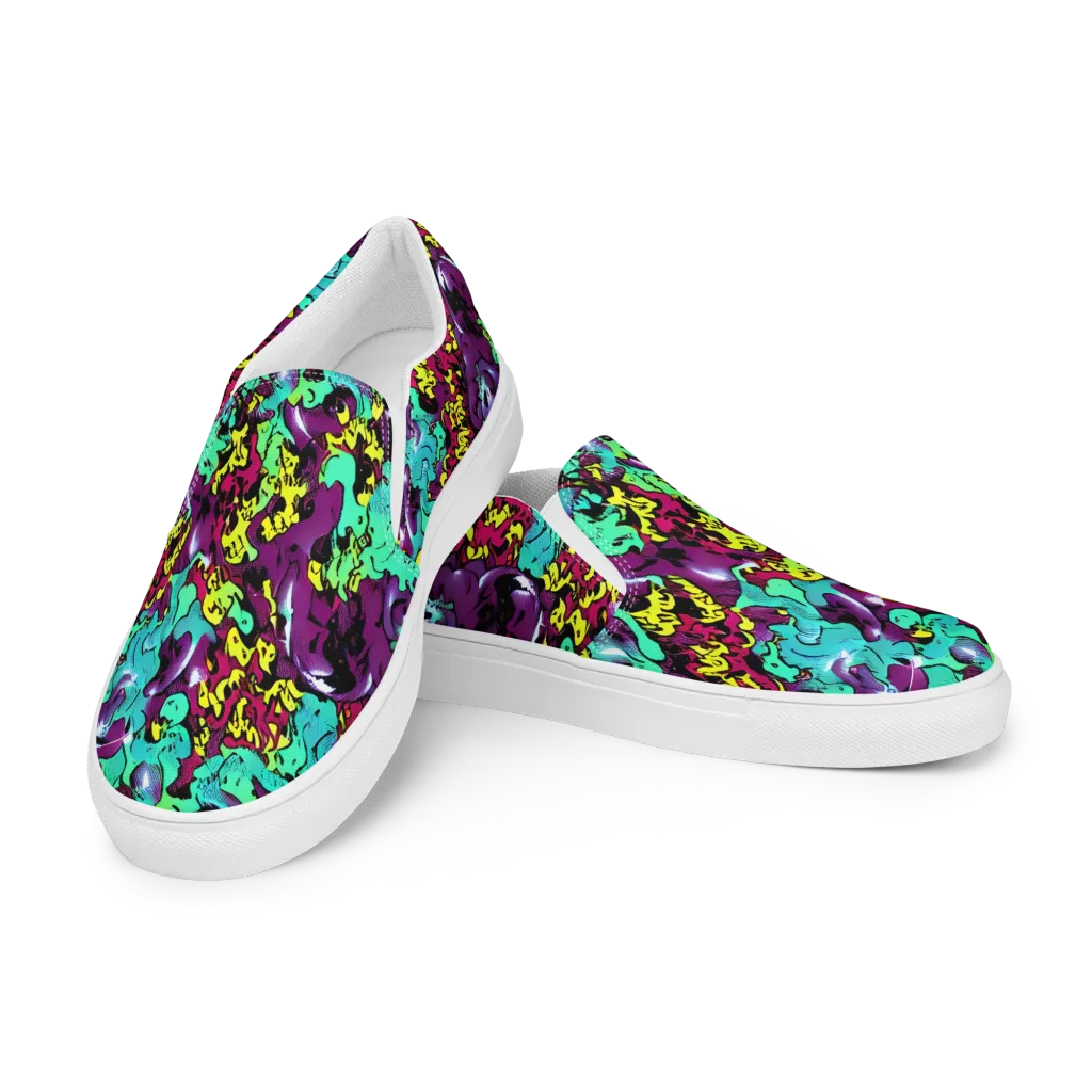 Electric Jurassic on Women's Slip-On Canvas Shoes — Left Front