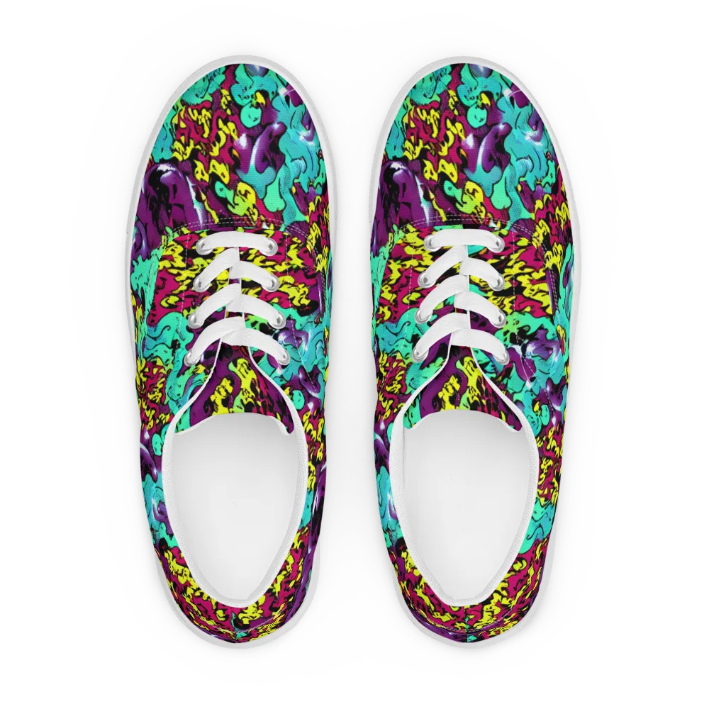 Electric Jurassic on Men's Lace-Up Canvas Shoes — Front