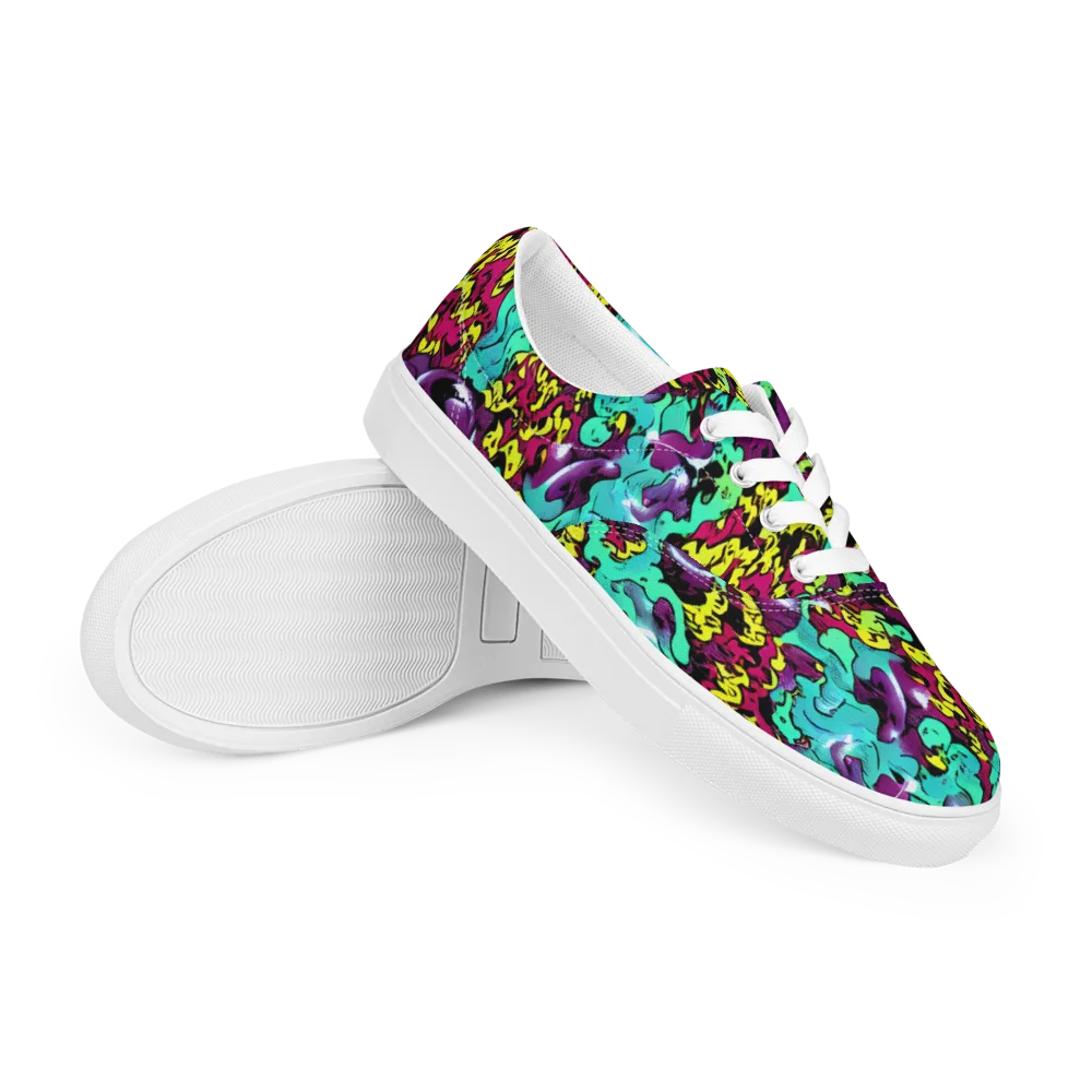 Electric Jurassic on Men's Lace-Up Canvas Shoes — Right Front