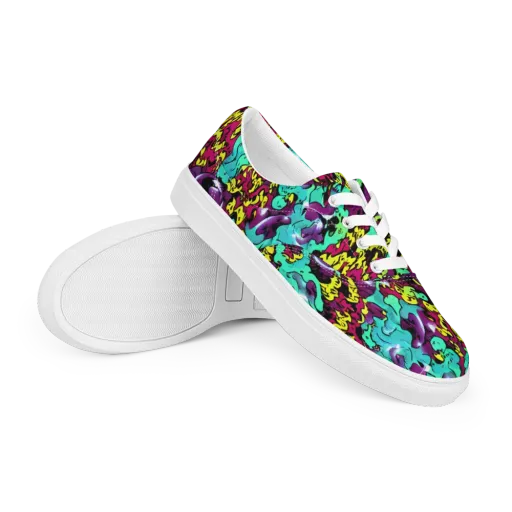 Electric Jurassic on a Men's Lace-Up Canvas Shoes